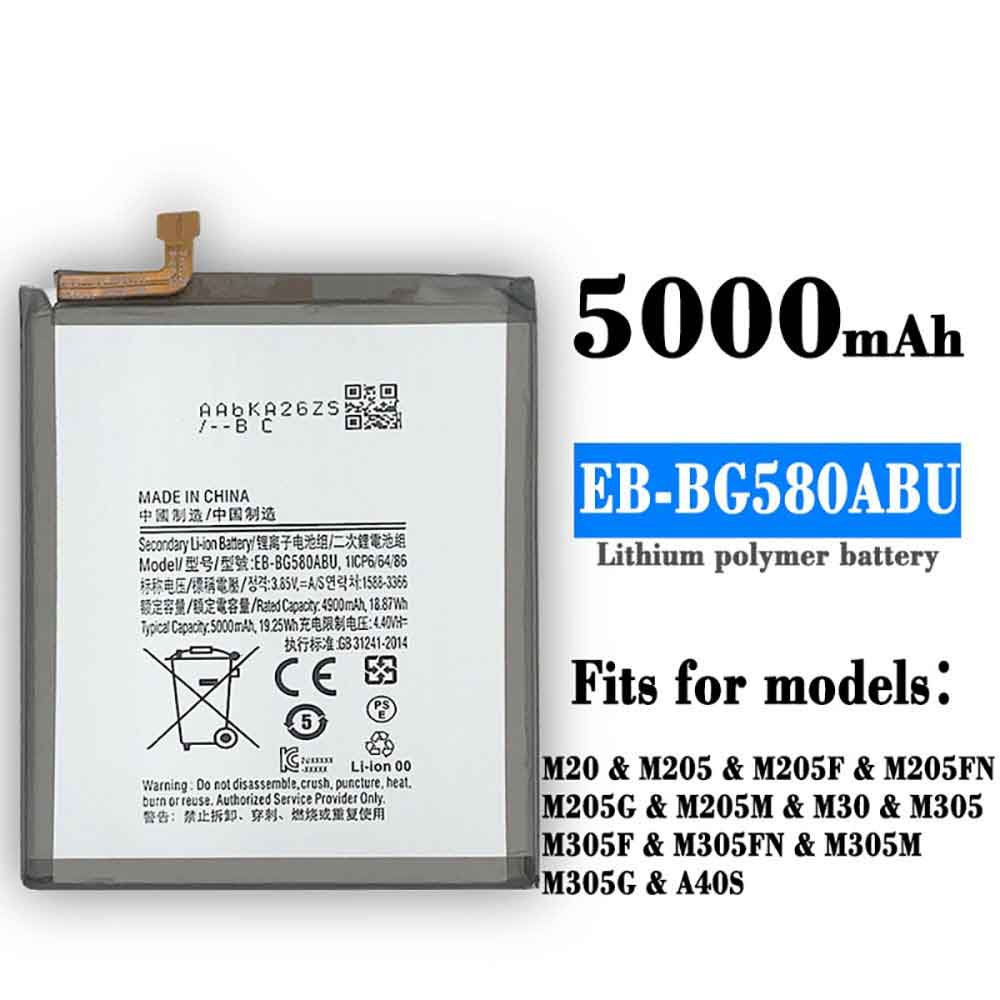 Batería para SAMSUNG Notebook-3ICP6-63-samsung-EB-BG580ABU